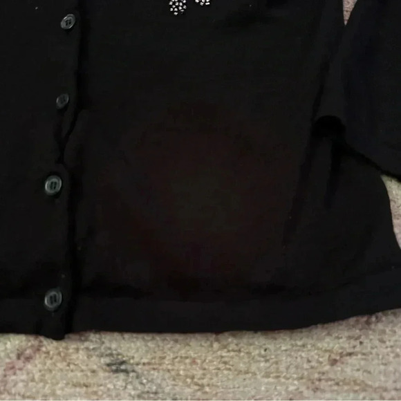 Garnet Hill• Black merino wool crew neck button down sweater size medium - Picture 5 of 10